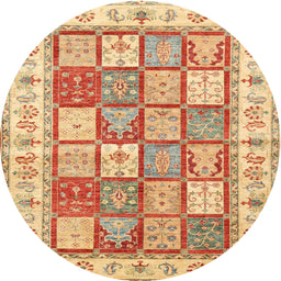 Round Traditional Chrome Gold Yellow Persian Rug, tr3015