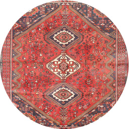 Round Traditional Orange Salmon Pink Persian Rug, tr3016