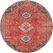 Square Machine Washable Traditional Orange Salmon Pink Rug, wshtr3016