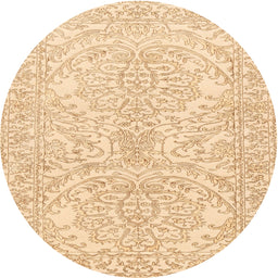 Round Traditional Sun Yellow Persian Rug, tr3017
