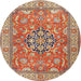 Round Traditional Red Persian Rug, tr3018