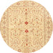 Round Traditional Mustard Yellow Persian Rug, tr3019