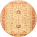 Round Traditional Orange Oriental Rug, tr3020