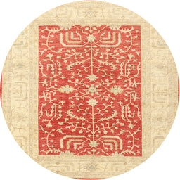 Round Traditional Sun Yellow Oriental Rug, tr3021