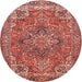 Round Traditional Light Copper Gold Persian Rug, tr3027