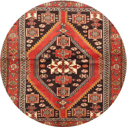 Square Machine Washable Traditional Tomato Red Rug, wshtr3029
