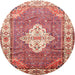 Round Traditional Red Medallion Rug, tr302