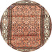 Round Traditional Dark Sienna Brown Persian Rug, tr3030