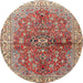 Round Traditional Fire Brick Red Persian Rug, tr3031
