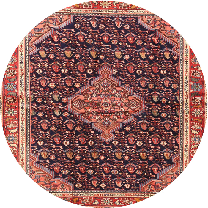 Round Traditional Saffron Red Medallion Rug, tr3034