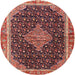 Round Traditional Saffron Red Medallion Rug, tr3034