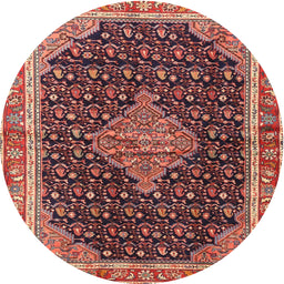 Square Machine Washable Traditional Saffron Red Rug, wshtr3034