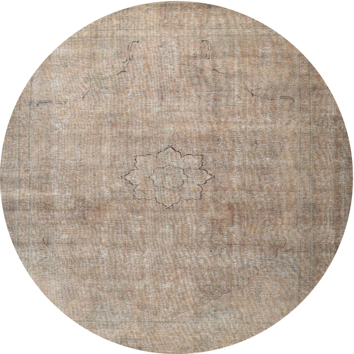 Round Traditional Dark Almond Brown Persian Rug, tr3036