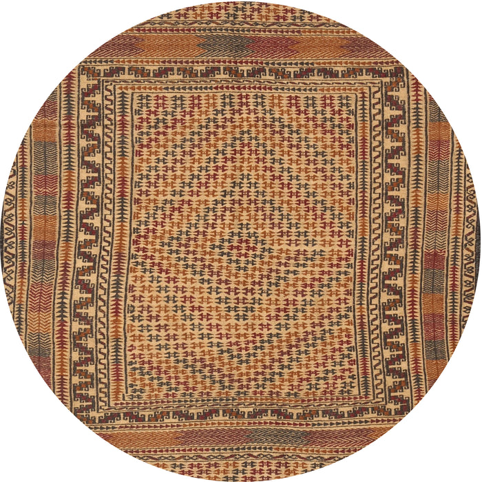 Round Traditional Dark Sienna Brown Southwestern Rug, tr3039