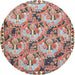 Round Traditional Brown Red Animal Rug, tr303