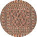 Round Traditional Sandy Brown Persian Rug, tr3040