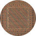Round Traditional Brown Persian Rug, tr3041