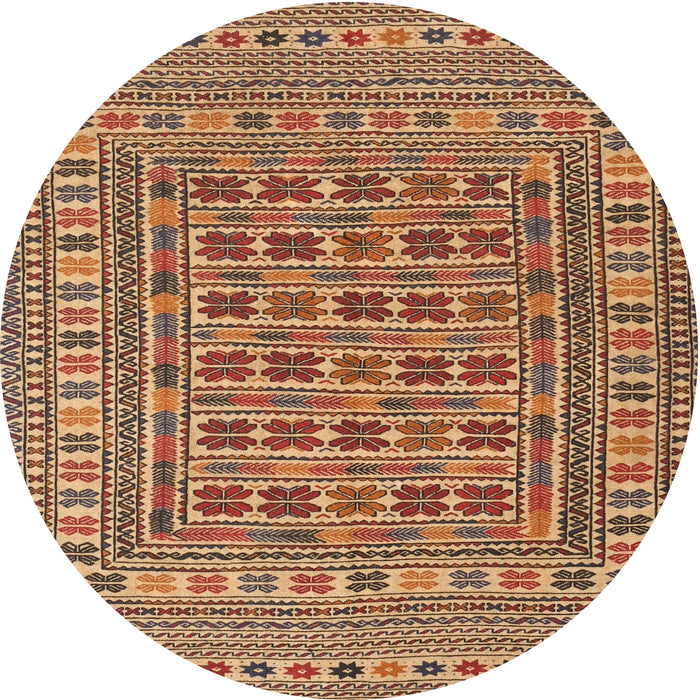 Square Machine Washable Traditional Brown Red Rug, wshtr3043
