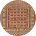 Square Machine Washable Traditional Brown Red Rug, wshtr3043