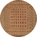 Round Traditional Orange Southwestern Rug, tr3044