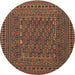 Round Traditional Bronze Brown Southwestern Rug, tr3045