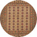 Round Traditional Orange Southwestern Rug, tr3046