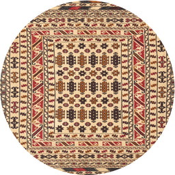 Round Traditional Dark Sienna Brown Southwestern Rug, tr3047