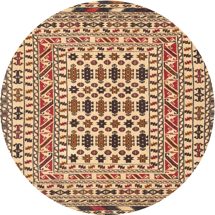 Round Traditional Dark Sienna Brown Southwestern Rug, tr3047