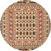 Round Traditional Dark Sienna Brown Southwestern Rug, tr3047