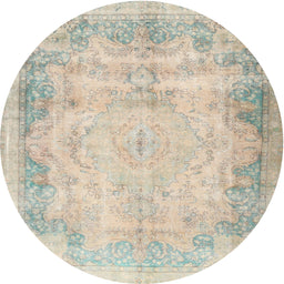 Round Traditional Desert Sand Beige Persian Rug, tr3048