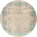 Round Traditional Desert Sand Beige Persian Rug, tr3048