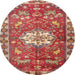 Round Traditional Tangerine Pink Animal Rug, tr3052