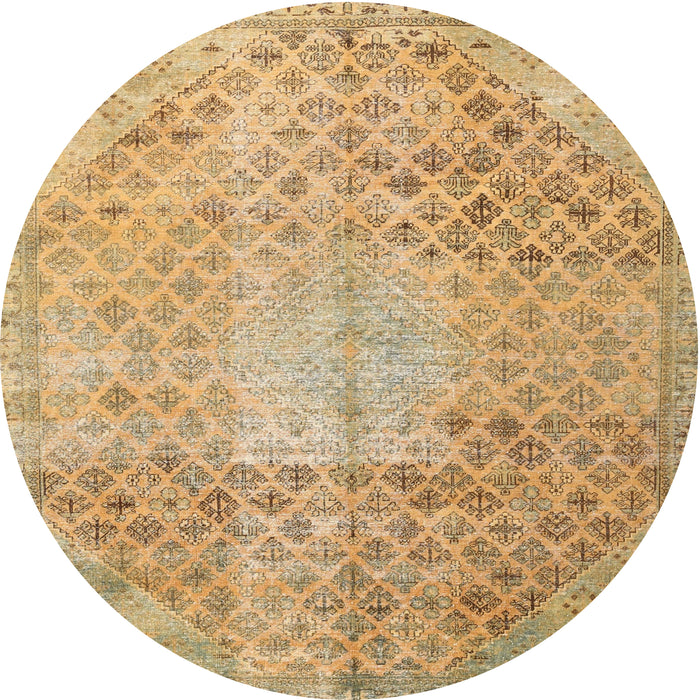 Round Traditional Cinnamon Brown Persian Rug, tr3054