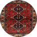 Round Traditional Sienna Brown Persian Rug, tr3057