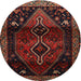 Round Traditional Reddish Brown Persian Rug, tr3059