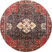 Square Machine Washable Traditional Saffron Red Rug, wshtr305