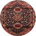 Round Traditional Dark Gold Brown Persian Rug, tr3062