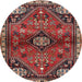 Round Traditional Dark Almond Brown Persian Rug, tr3063