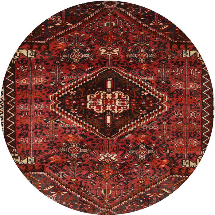 Round Traditional Chestnut Brown Persian Rug, tr3064