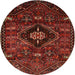 Round Traditional Chestnut Brown Persian Rug, tr3064
