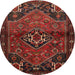Round Traditional Chestnut Brown Persian Rug, tr3066