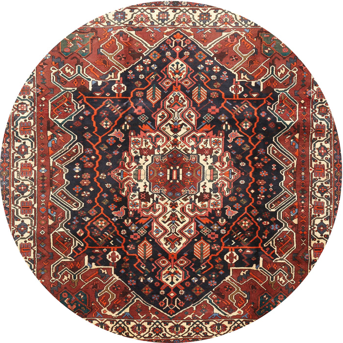 Round Traditional Saffron Red Persian Rug, tr306