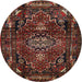 Round Traditional Sienna Brown Persian Rug, tr3072