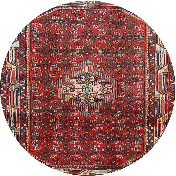 Round Traditional Dark Almond Brown Persian Rug, tr3073