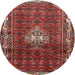 Round Traditional Dark Almond Brown Persian Rug, tr3073