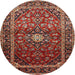 Round Traditional Orange Salmon Pink Medallion Rug, tr3074