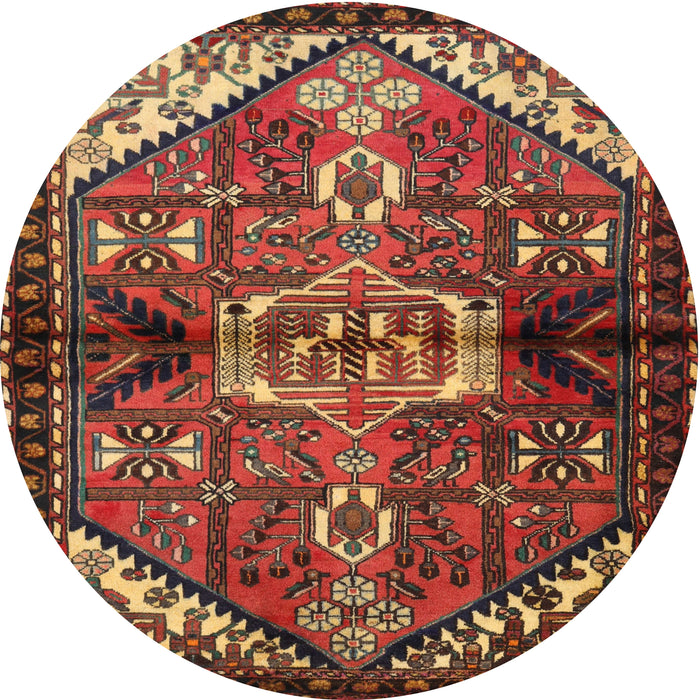 Square Machine Washable Traditional Saffron Red Rug, wshtr3077