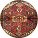 Round Traditional Saffron Red Persian Rug, tr3077