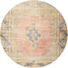 Round Traditional Light Copper Gold Persian Rug, tr3079