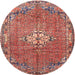 Round Traditional Light Copper Gold Persian Rug, tr307